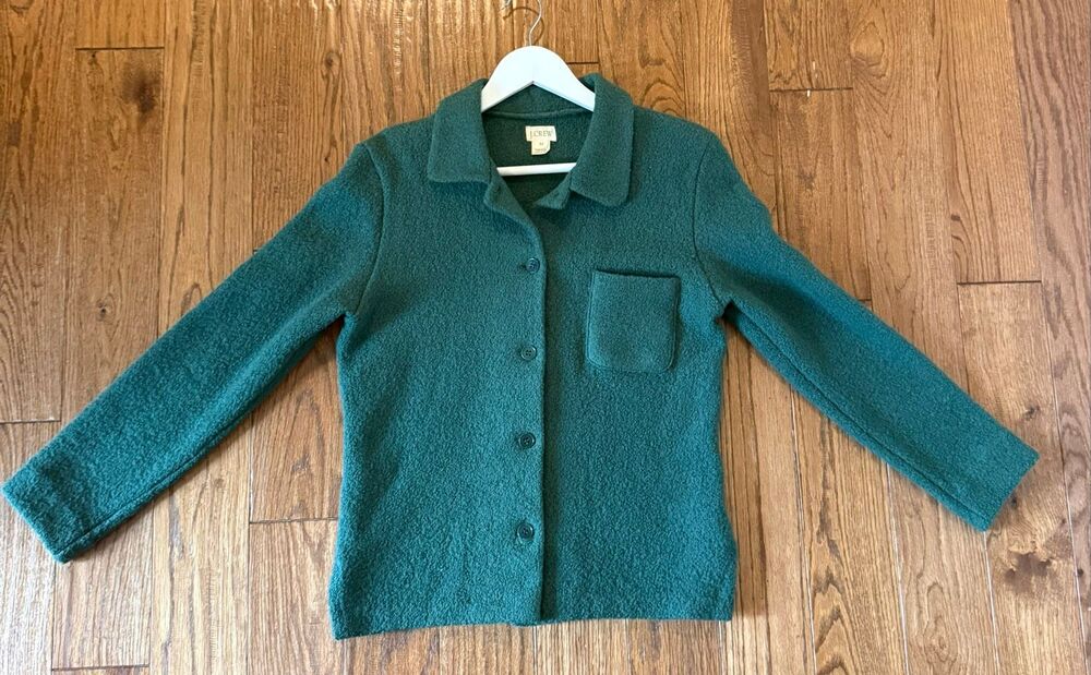 J.crew vintage 100% wool green collared blazer sweater M - Picture 5 of 7